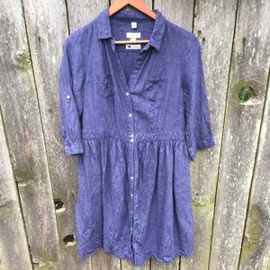 Malvin I Love Linen Dress Large Denim Blue Button